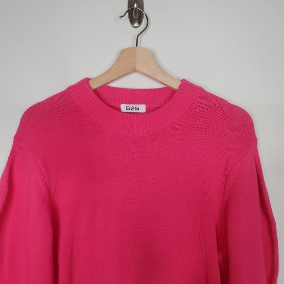 525 America Cropped Sweater Cotton Volume Sleeve Party Pink SP21S002 Size Medium - Picture 4 of 8